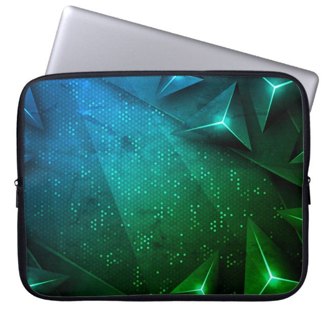Abstract Dark Greenish Polygonal Shapes Texture Laptop Sleeve (Front)