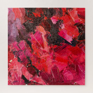 Abstract dark red, oil canvas painting. jigsaw puzzle
