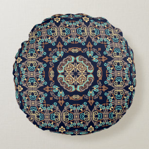 abstract decorative ethnic ornamental illustration round cushion