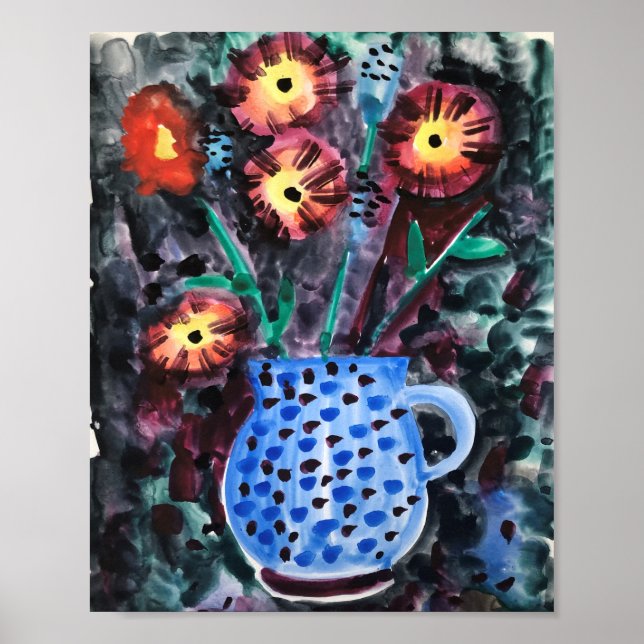 abstract decorative flowers in a vase poster (Front)