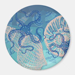 Abstract Deep Blue Sea Print 3" Magnet