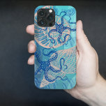 Abstract Deep Blue Sea Print iPhone 13 Pro Max Case<br><div class="desc">A beautiful design to upgrade your iPhone - this case features an artsy abstract design in beautiful shades of blue and teal with accents of beige on sea life and seashells.</div>