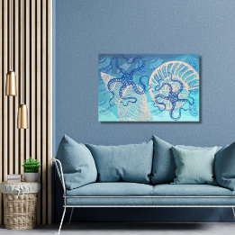 Abstract Deep Blue Sea Print on Canvas 36"x24"