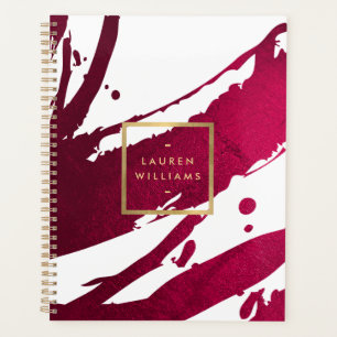 Abstract Deep Ruby Red Brushstrokes Appointment Planner