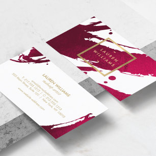 Abstract Deep Ruby Red Brushstrokes Business Card