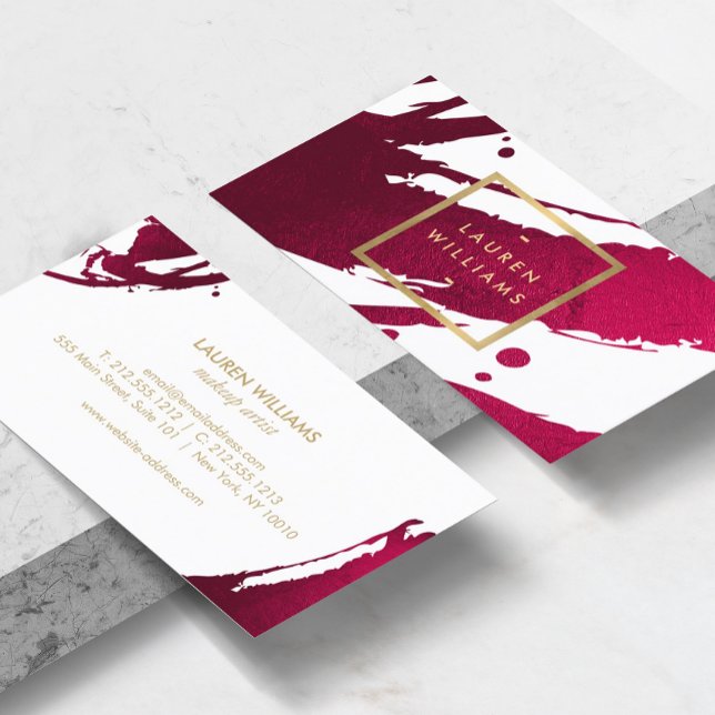Abstract Deep Ruby Red Brushstrokes Business Card (Creator Uploaded)