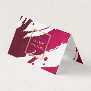 Abstract Deep Ruby Red Brushstrokes Business Card