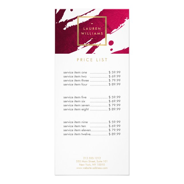 Abstract Deep Ruby Red Brushstrokes Rack Card (Front)