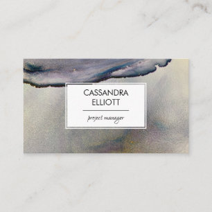 Abstract Denim Blue & Gold Alcohol Ink Liquid Art Business Card