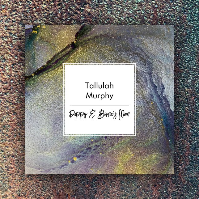 Abstract Denim Blue & Gold Liquid Art Mum Card (Creator Uploaded)