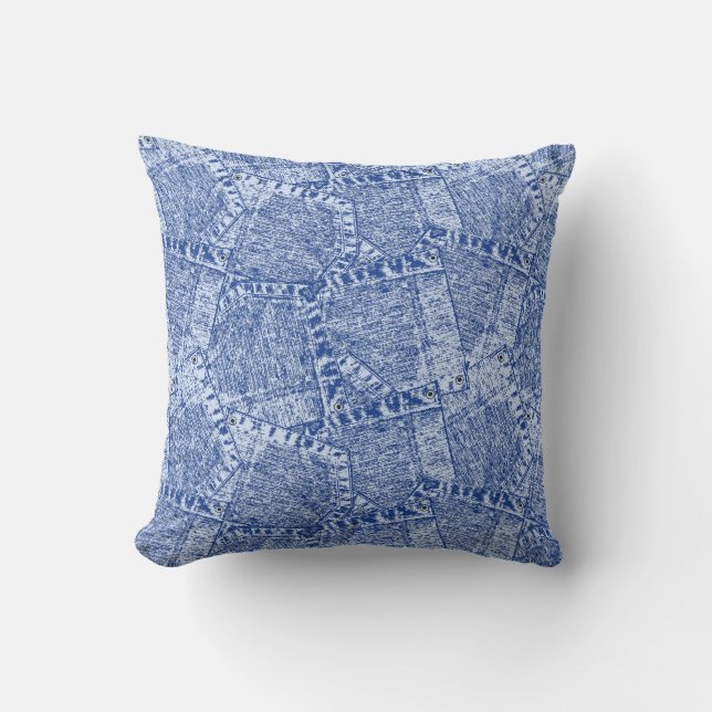 Abstract Denim Pockets Patchwork Seamless Pattern  Cushion (Front)