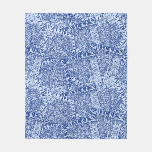 Abstract Denim Pockets Patchwork Seamless Pattern  Fleece Blanket (Front)