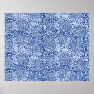 Abstract Denim Pockets Patchwork Seamless Pattern  Poster