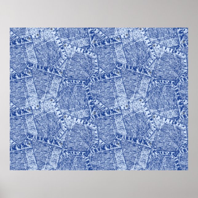 Abstract Denim Pockets Patchwork Seamless Pattern  Poster (Front)
