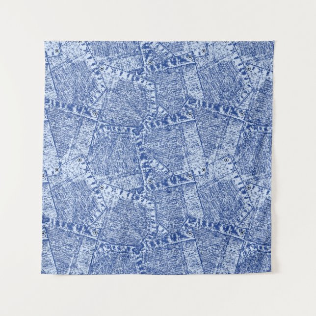Abstract Denim Pockets Patchwork Seamless Pattern  Tapestry (Front)