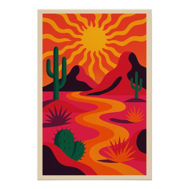 Abstract Desert at Sunset Poster (Front)