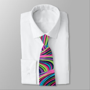 Abstract Desert Dune Neon Ripple Neck Tie