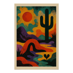 Abstract Desert Landscape in Color Poster