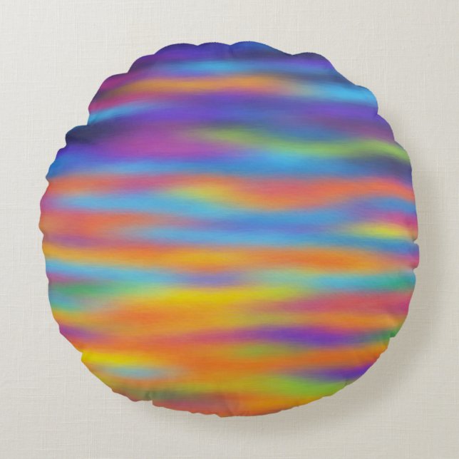 Abstract Desert Sunset Sky Artwork Round Cushion (Front)