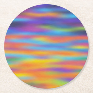 Abstract Desert Sunset Sky Artwork Round Paper Coaster