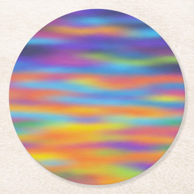 Abstract Desert Sunset Sky Artwork Round Paper Coaster (Front)