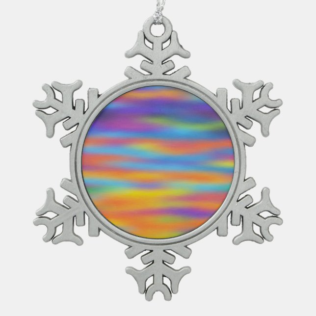 Abstract Desert Sunset Sky Artwork Snowflake Pewter Christmas Ornament (Front)