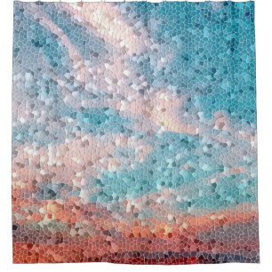 Abstract Design 29 Turquoise Orange Shower Curtain