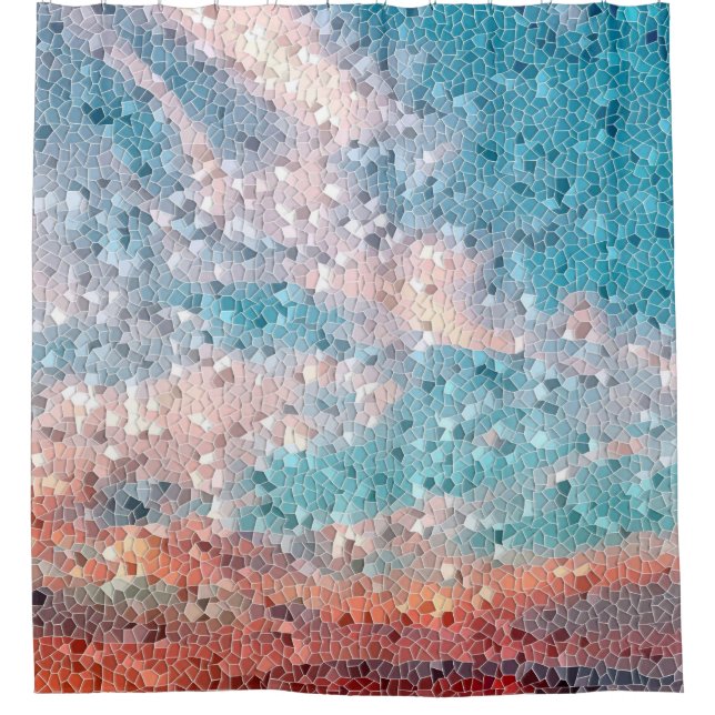 Abstract Design 29 Turquoise Orange Shower Curtain (Front)