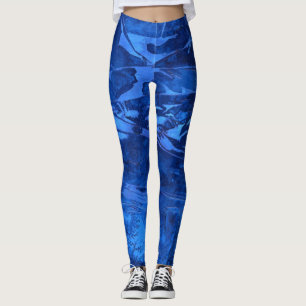 Abstract design, deep water ocean blues leggings