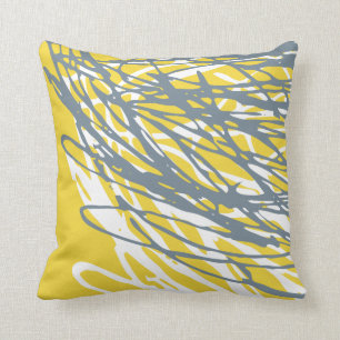 Abstract design in grey and yellow cushion