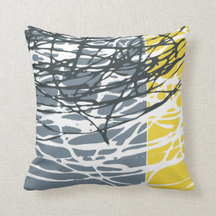 Abstract design in grey and yellow cushion