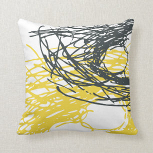 Abstract design in white and yellow cushion