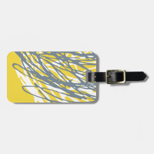 Abstract design in yellow, grey and white luggage tag