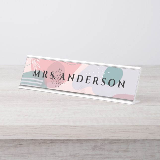 Abstract Design | Kindergarten Teacher Desk Name Plate (Front)