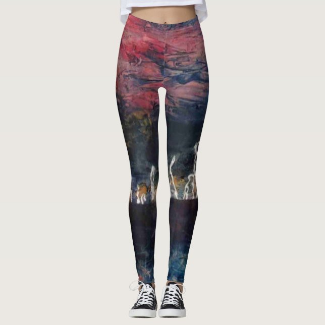 Abstract design, lightening storm at sea leggings (Front)