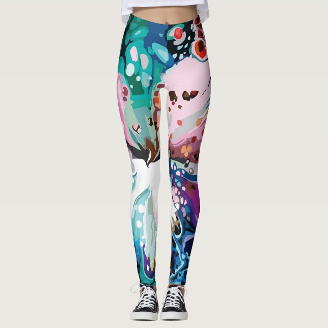 Abstract Design marbled Patterns Leggings (Front)