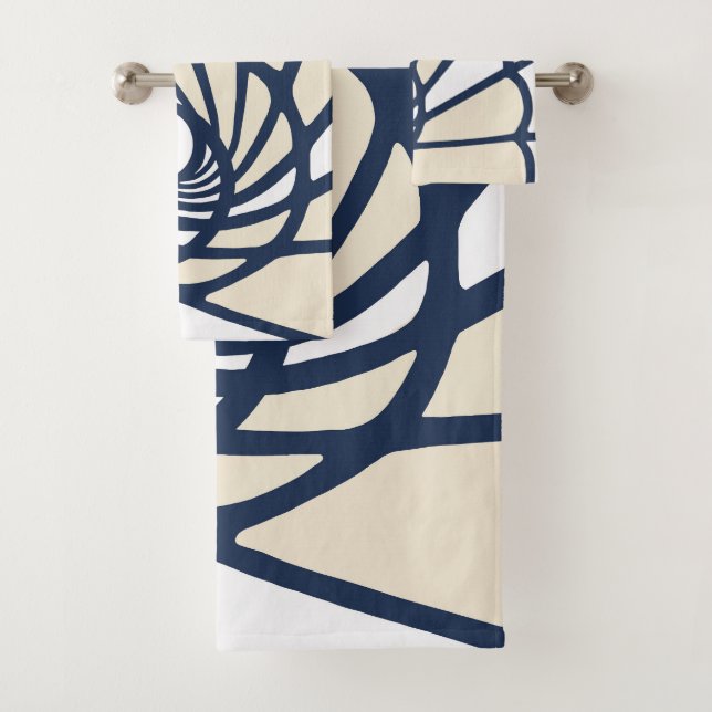 Abstract design, modern painting, spiral shapes bath towel set (Insitu)