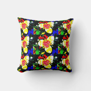 abstract design of bright and colourful flowers cushion