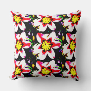 abstract design of bright and colourful flowers cushion