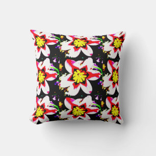 abstract design of bright and colourful flowers cushion
