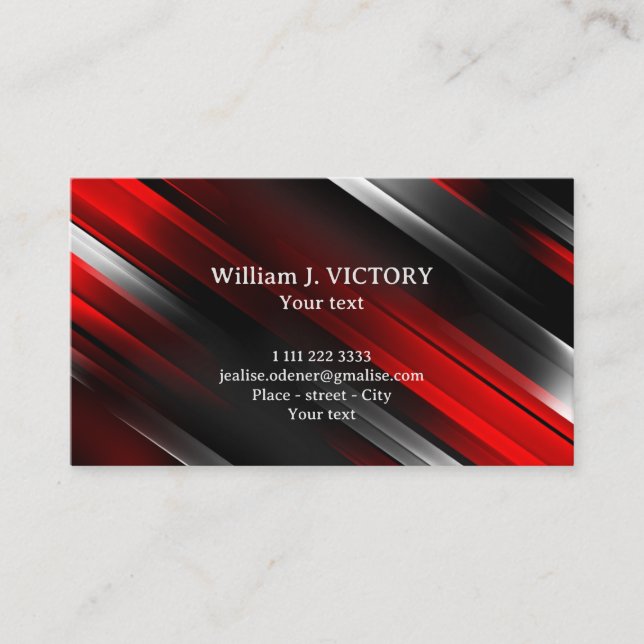 Abstract design red silver black business card (Front)