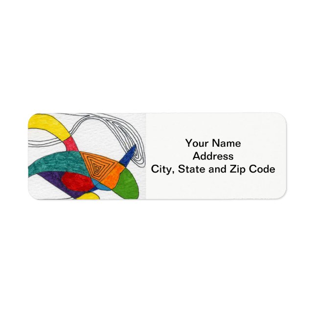 Abstract design return address label, boomerangs. (Front)