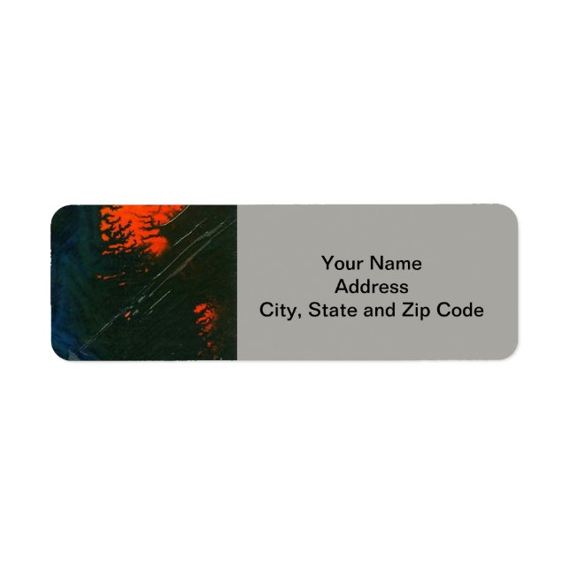 Abstract design return address label, swamp fire. (Front)