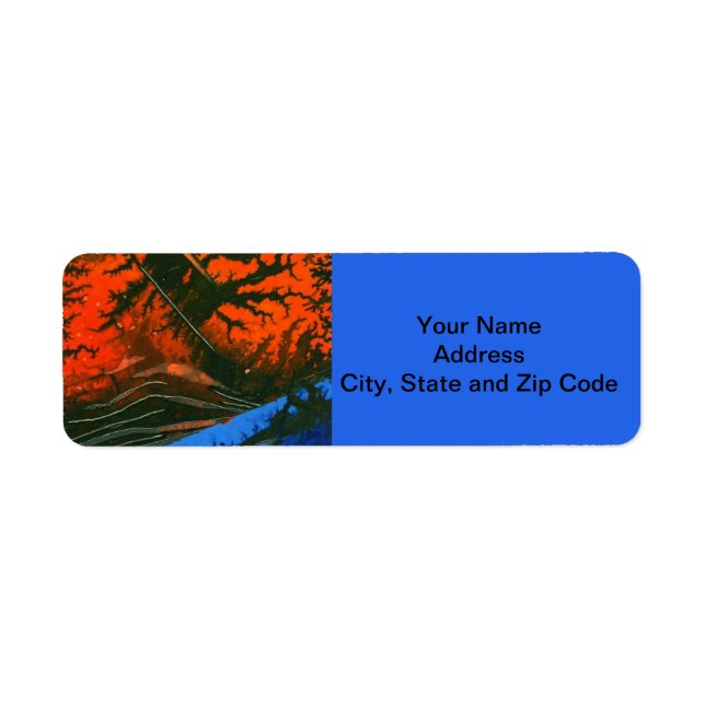 Abstract design return address label, swamp fire. (Front)