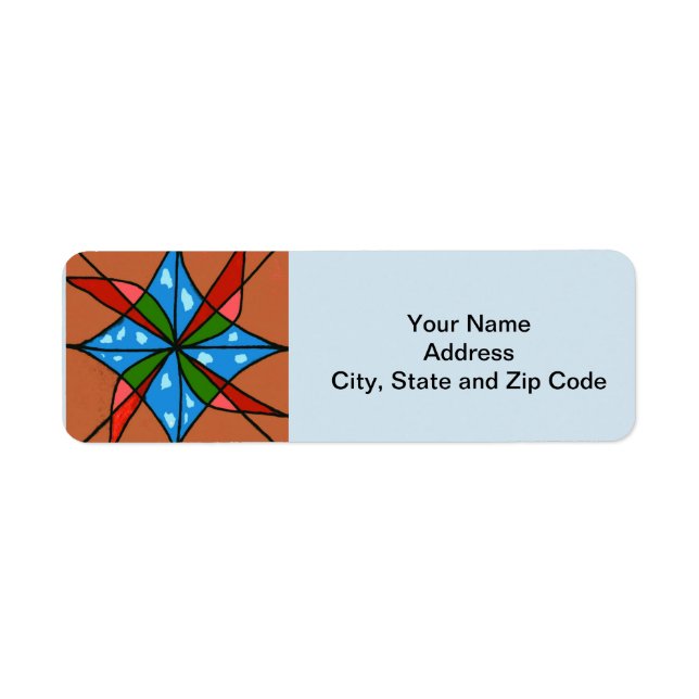 Abstract design return address label, windmills. (Front)