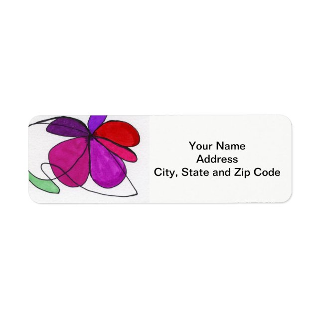 Abstract design return address label, with floral. (Front)