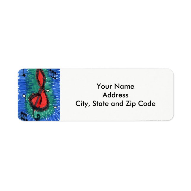 Abstract design return address label with music. (Front)