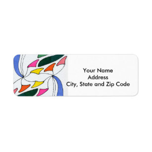 Abstract design return address label with pennant.
