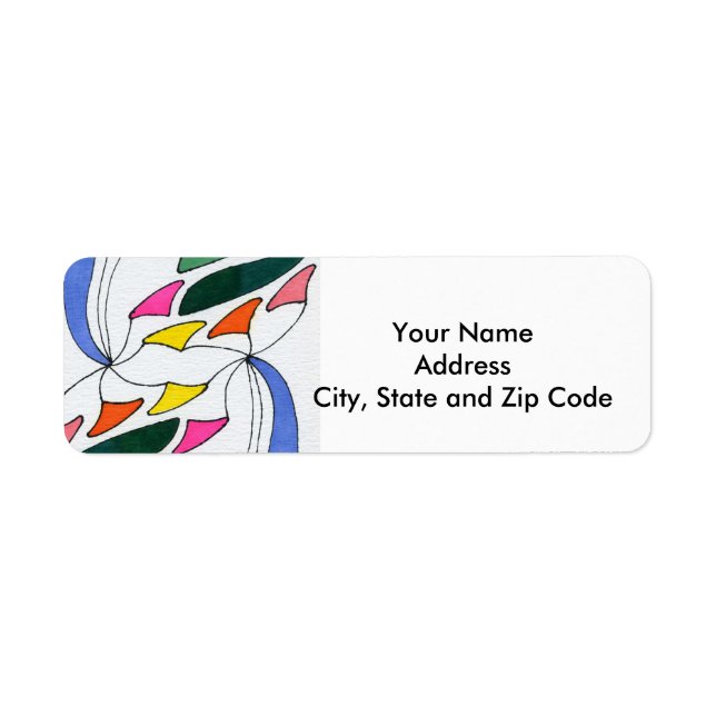 Abstract design return address label with pennant. (Front)