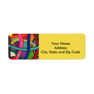 Abstract design return address label with ribbon..